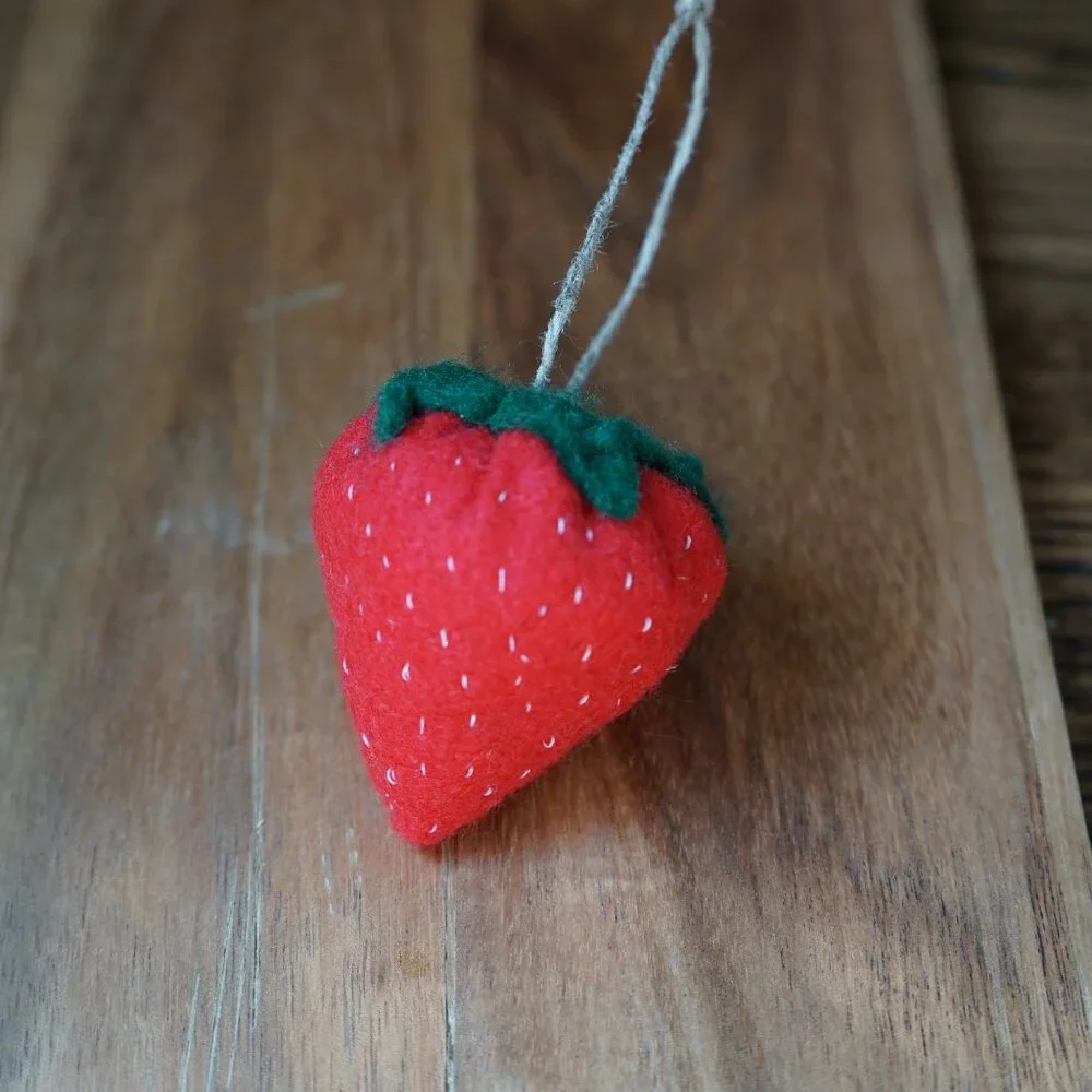 Hand Sewn Felt Strawberry Ornament